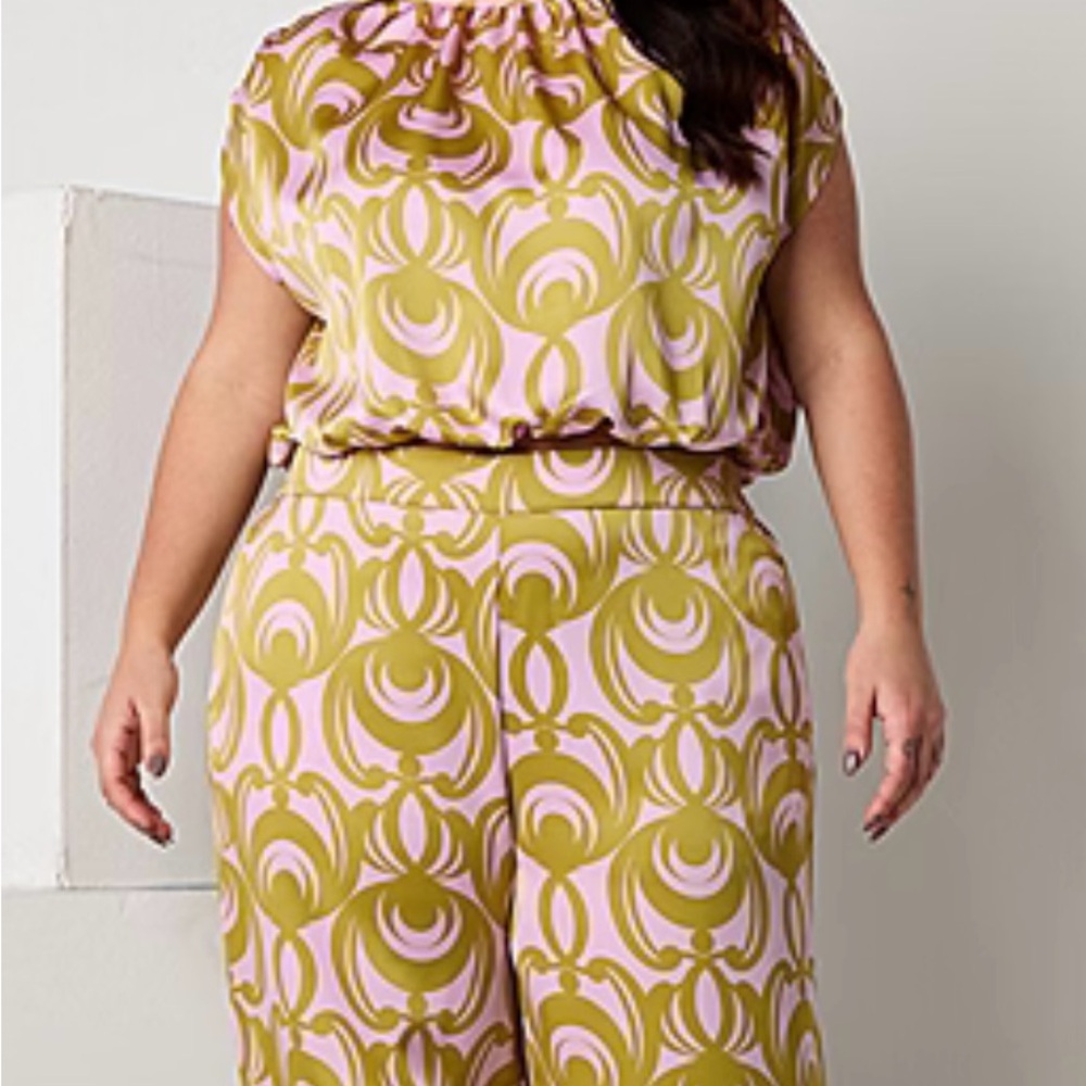 Worthington Pink and Green Blouse Top